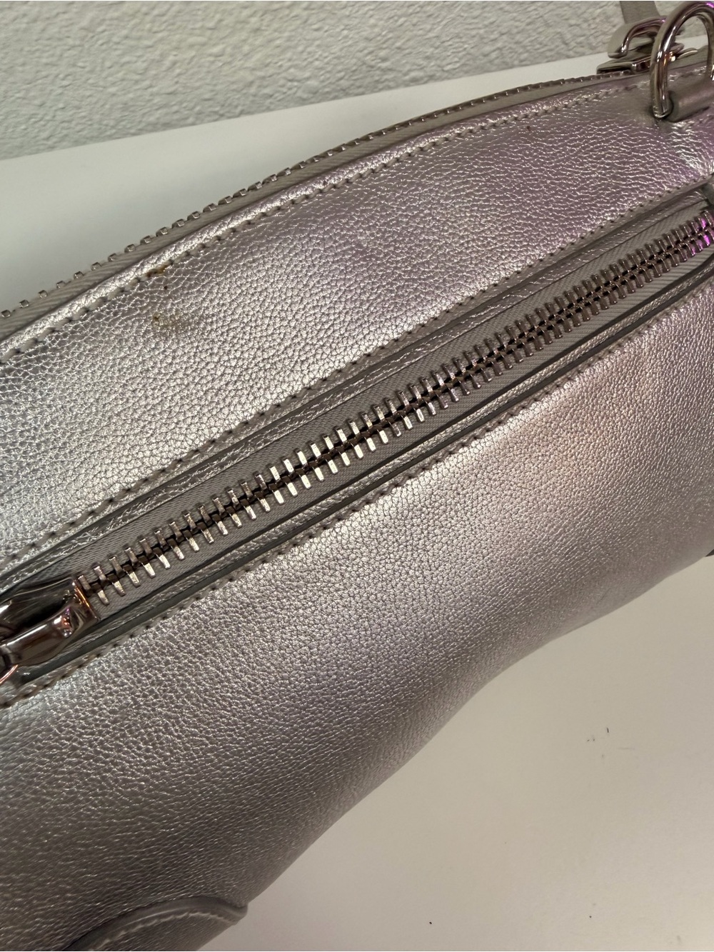 Ralph Lauren Collection Ricky Metallic Silver Pebbled Leather Clutch - Picture 6 of 16
